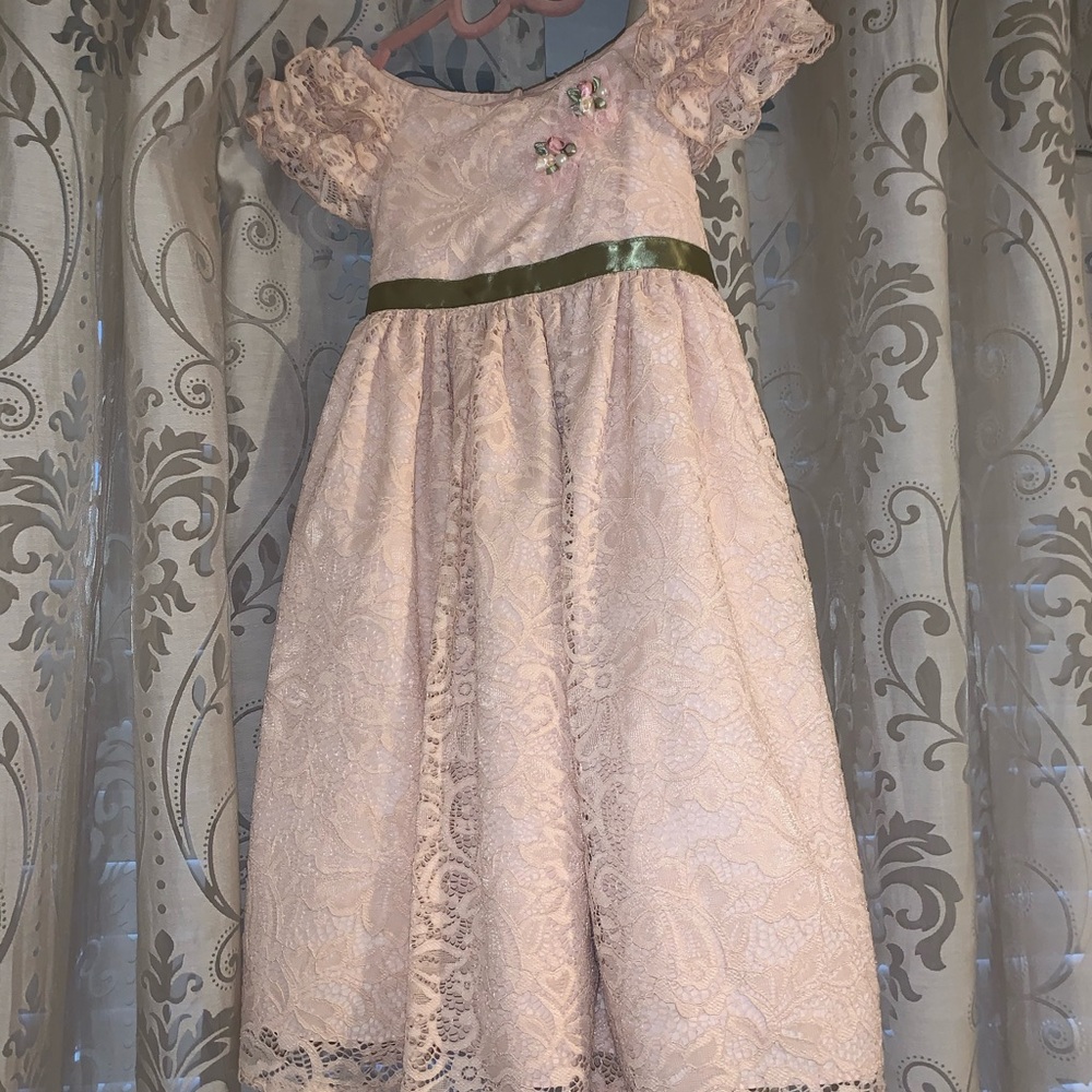 Girls Peach Laura Ashley Dress - Size 4